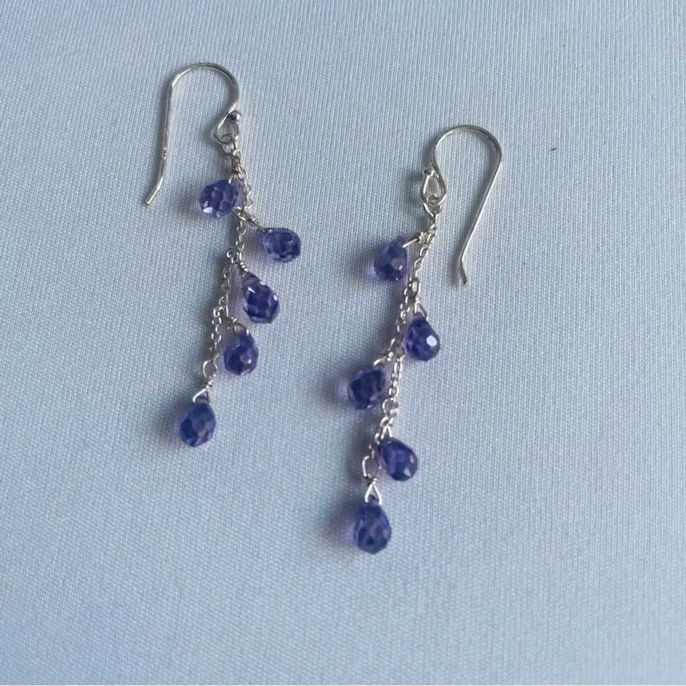 Purple and Gold Drop Vintage Earrings Style Victorian
